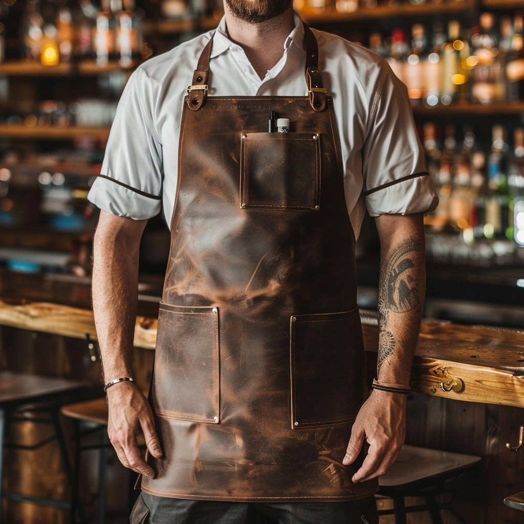PourPro Bartender's Leather Apron Lapron