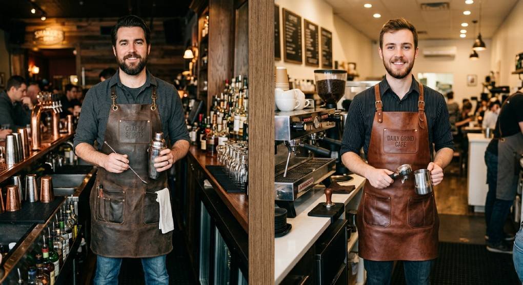 bartender and barista leather apron