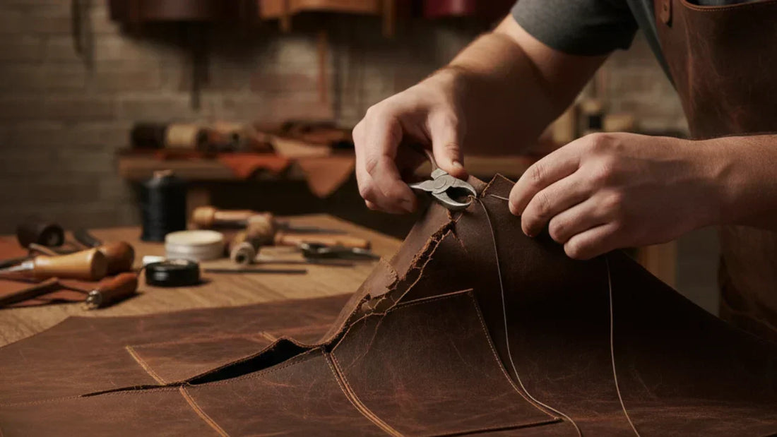 fixing a leather apron