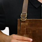 Brown blacksmith leather apron with straps