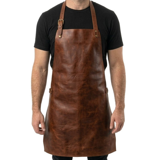 Plain leather bbq apron