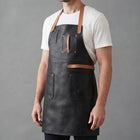 black leather grilling apron
