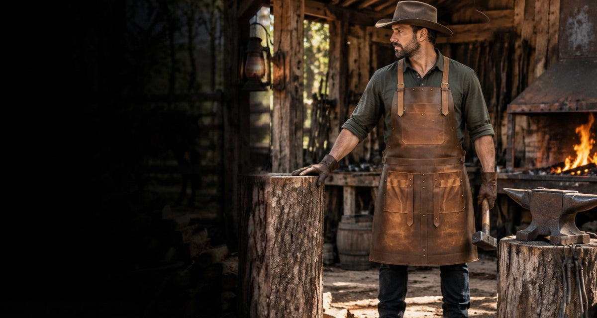The leather apronbuilt to outlastthe work.