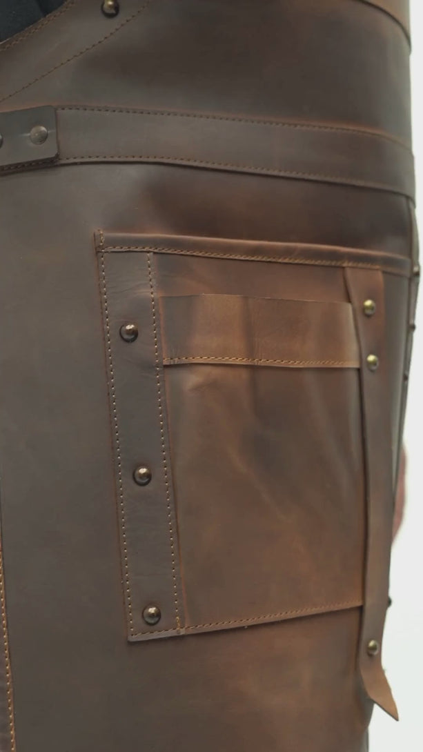 brown blacksmith leather apron for men
