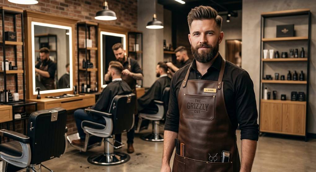 Convey leather apron communicates professionalism and brand identity