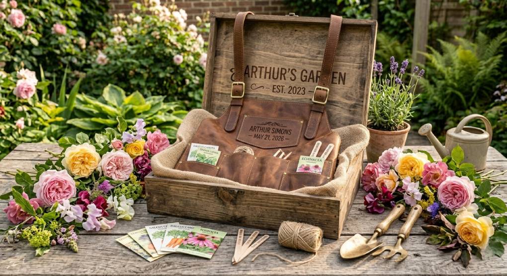 Leather gardening aprons as gifts