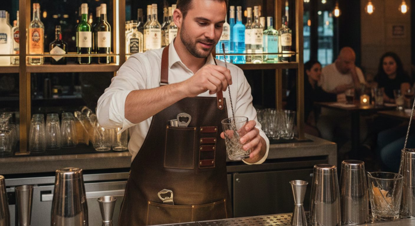 leather apron for bartender