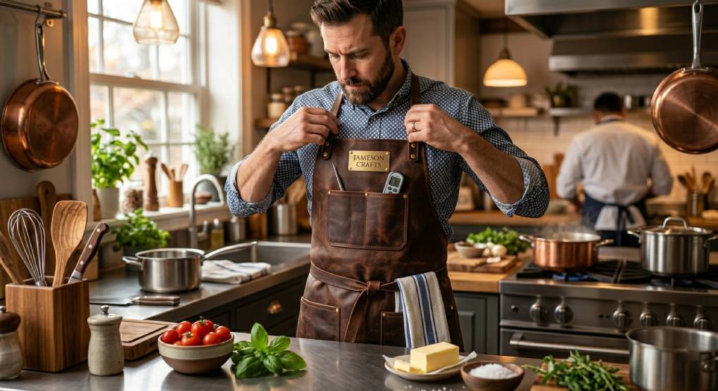 leather cooking apron