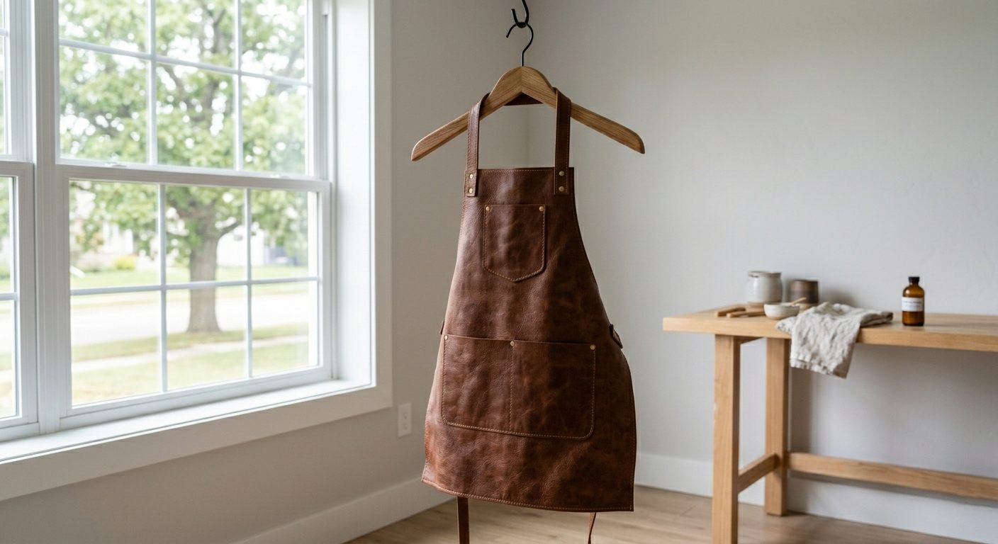 Drying a leather apron