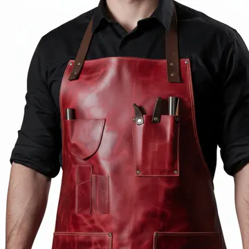 Red Slice Savvy Leather Butcher Apron