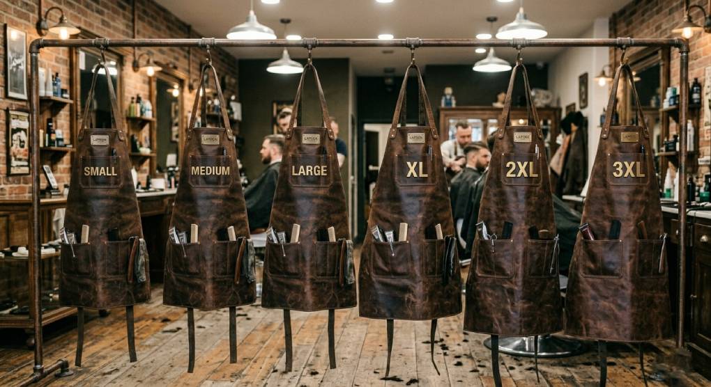 Show variety of apron sizes from S to 2XL