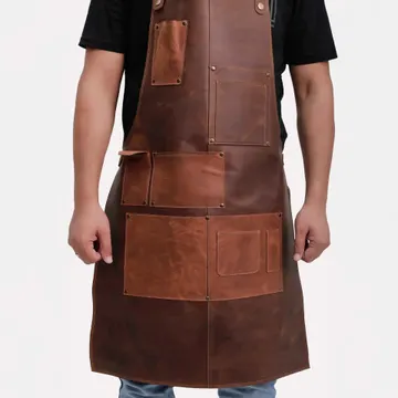brown apron for carpenter