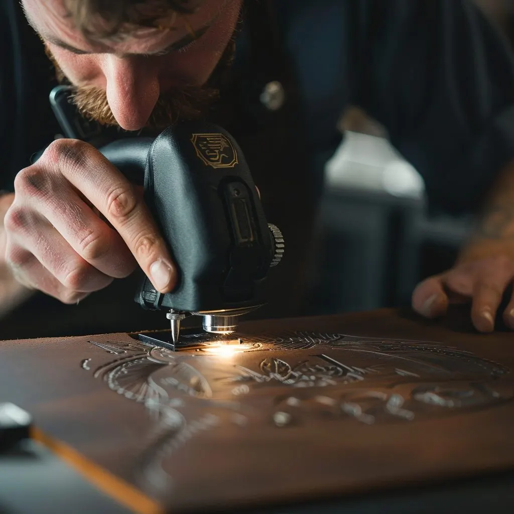 laser engraving on leather apron