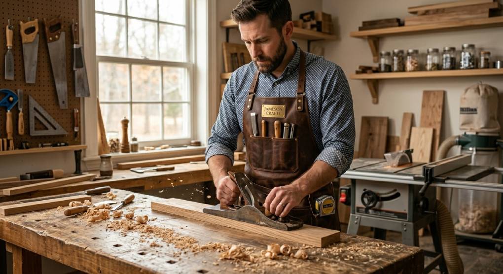 leather woodworking apron