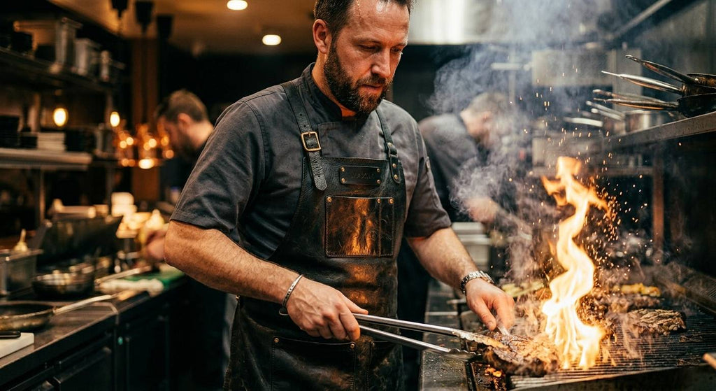 leather bbq apron