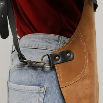 split leather apron with buckle